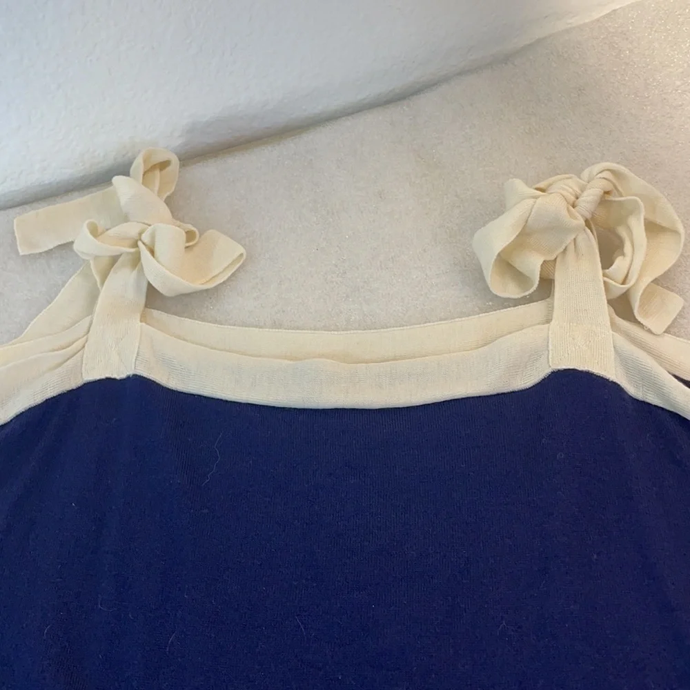 J crew blue merino wool tie cold shoulder sweater large